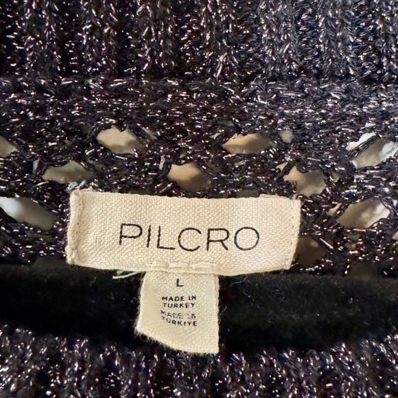 Anthropologie PILCRO | Open Stitch Metallic Pullover Sweater | Women Size Large - Picture 3 of 5